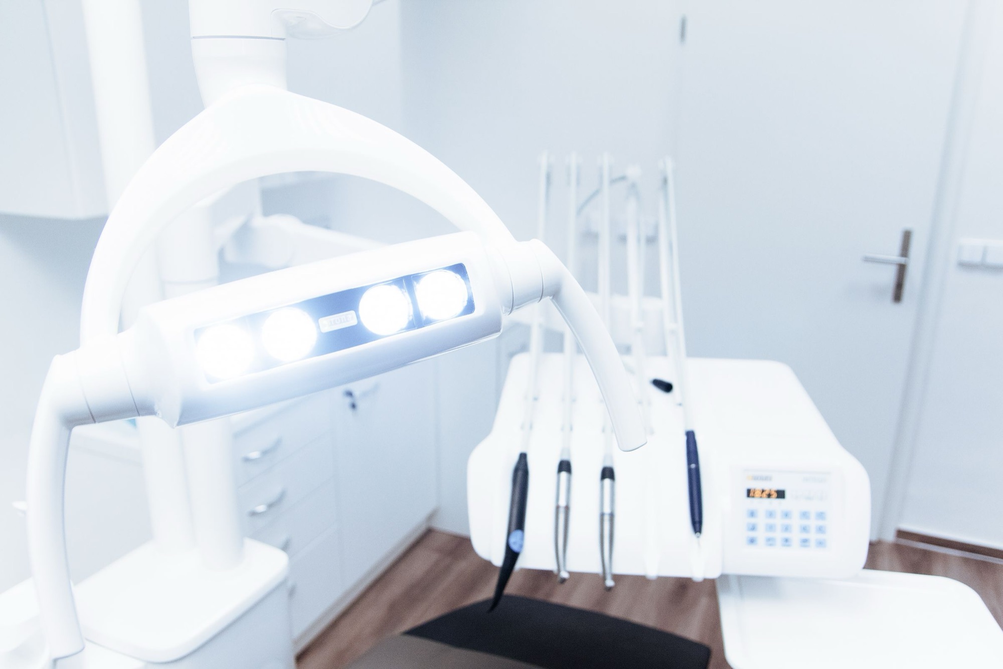 White dental unit in a bright room